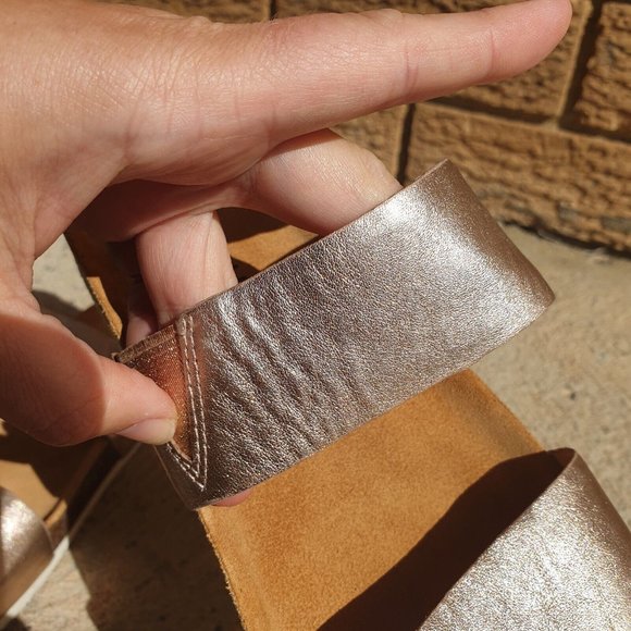 Frankie4 8 Maria Minimalist Comfy Slides Leather shiny Flats Shoes In Rose gold - Picture 11 of 13